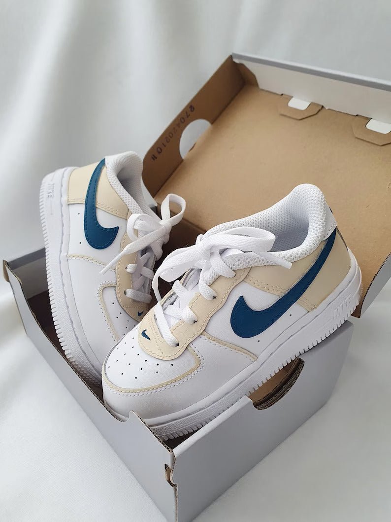 Air Force 1 Niños - Beige&Blue - Art Force Custom