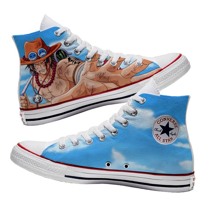 Converse x Luffy x Ace Sky - Art Force Custom