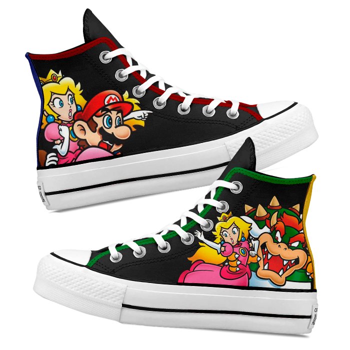 Converse x Mario vs Bowser - Art Force Custom